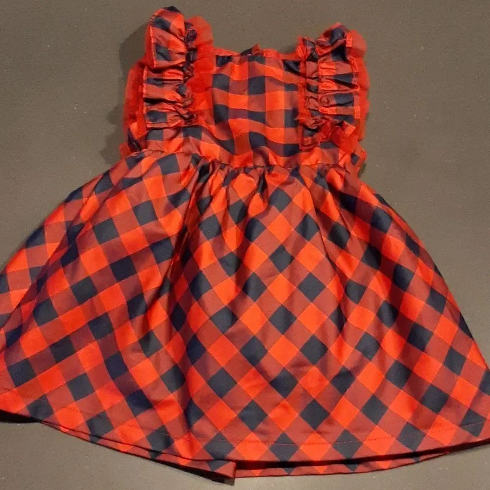 NWOT Cat & Jack Red and Navy Blue Plaid Dress with Bottoms